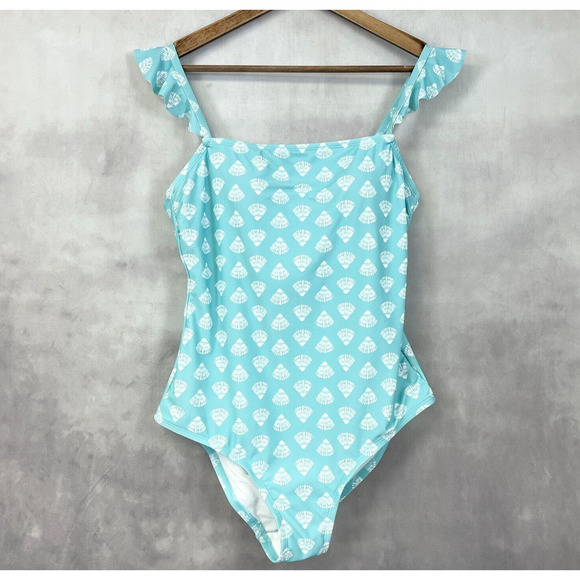 Kona Sol Womens One Piece Swimsuit Size Large Beachy Sea Shells Summer Vacation - Picture 1 of 12